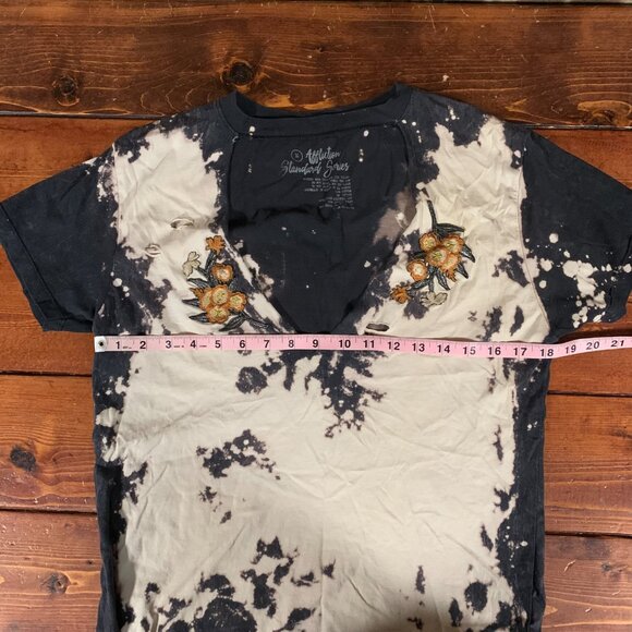 Affliction Standard Supply Series Black Bleached Cutout Women's Medium T-Shirt - Picture 10 of 12